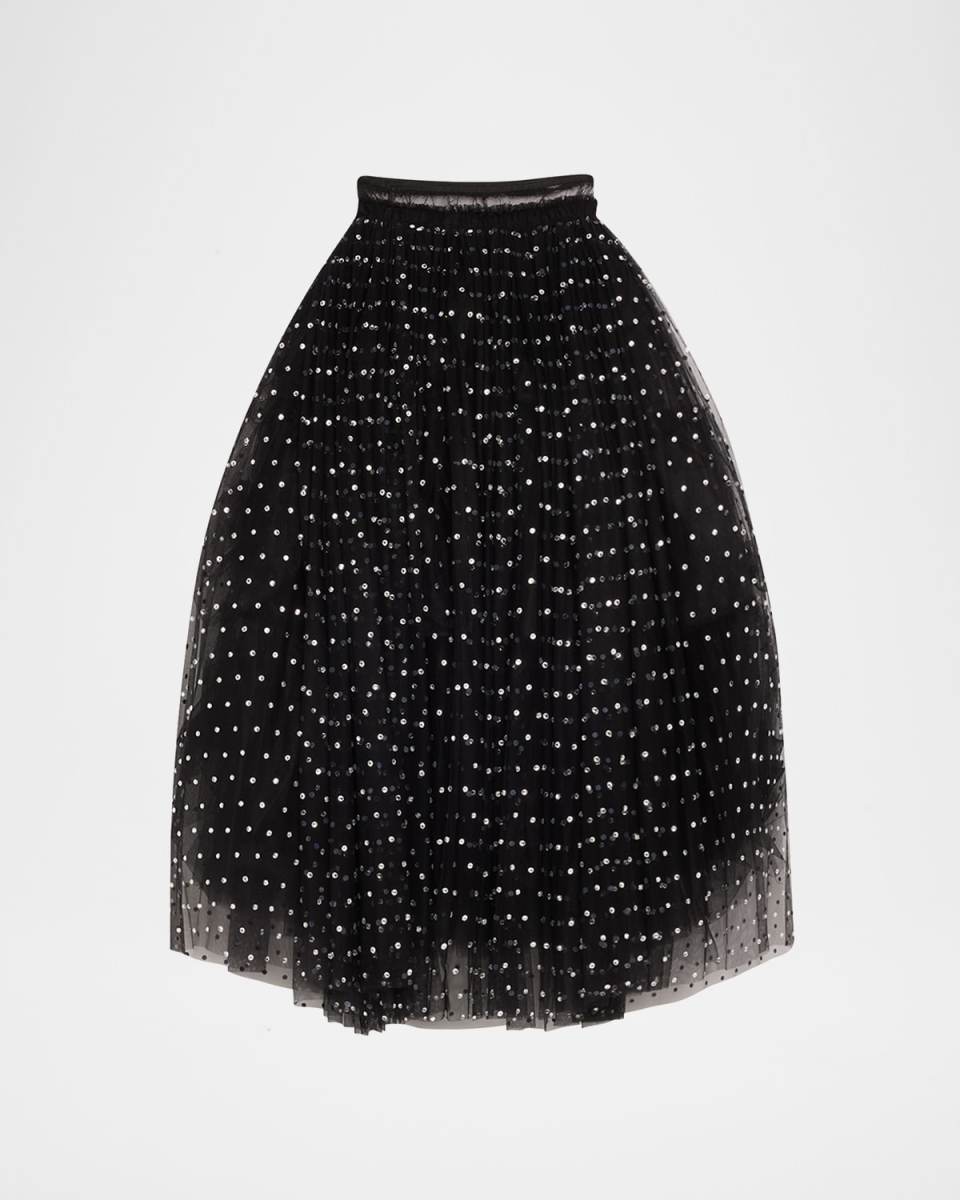 Long Tulle Crystal Skirt